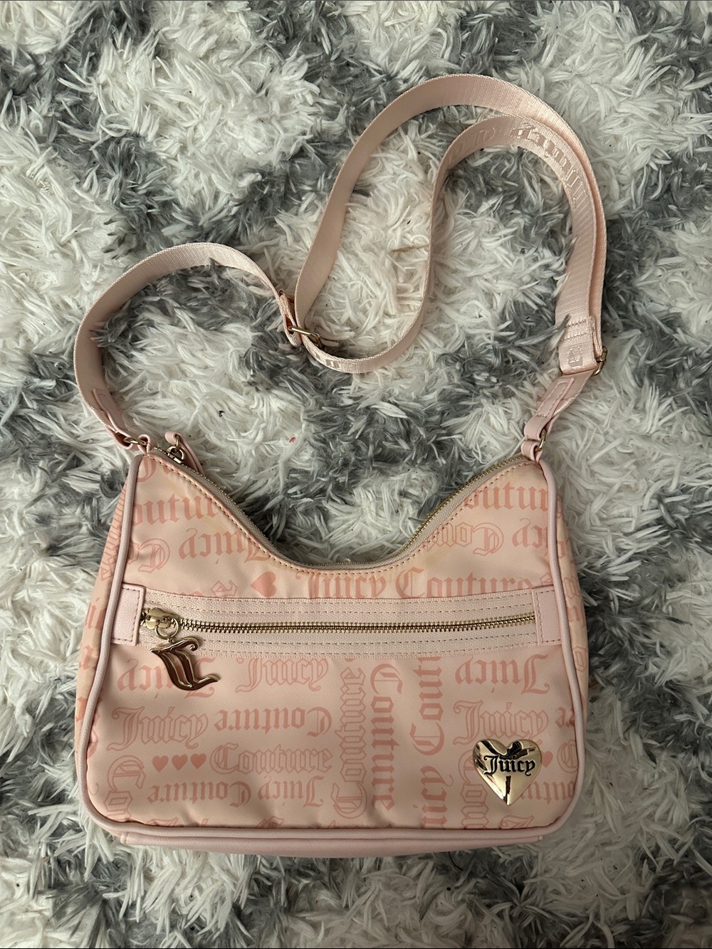 Juicy Couture Blush Pink Logo Crossbody Shoulder Bag